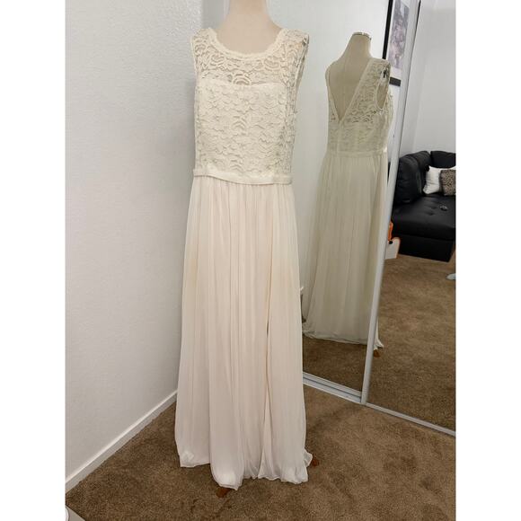 Davids Bridal Wedding dress boho-chic beach bkyard wedding ivory chiffon Plus sz - Picture 12 of 16